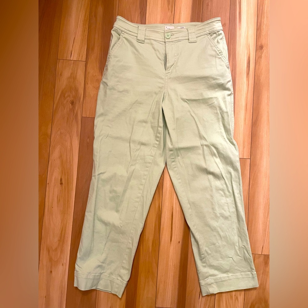 Pale Green Stretch Elastic Denim Pants